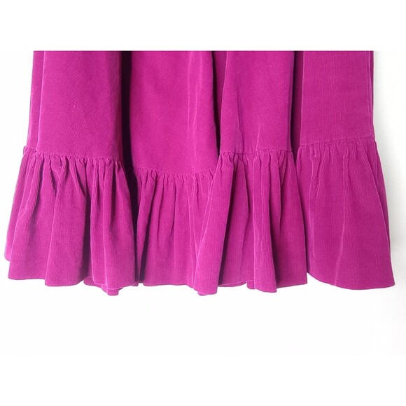 Vintage 80s Corduroy Midi Skirt Prairie Cottage Frontier Sz XS Pockets Fuschia - Picture 10 of 14